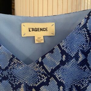 L'AGENCE Blue Silk Snake-Skin Print Camisole